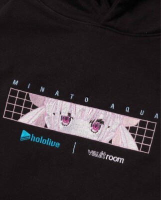 New Vaultroom x Hololive HOSHIMACHI AQUA Hoodie Size L Black No  