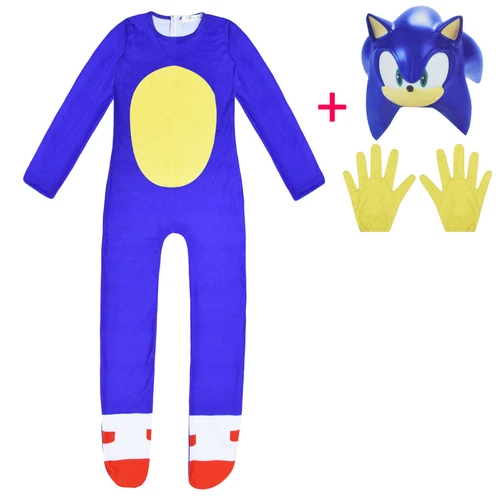 Kinder Cosplay Kostüm Sonic The Hedgehog Jumpsuit Kostüm Halloween Set Geschenk- - Bild 17 von 18