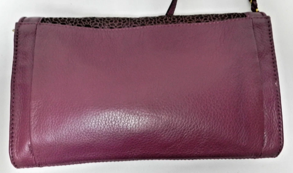 Bolso Bandolera Elliott Lucca Cuero Púrpura Perforado Monedero Bolso sin asas Convertible Foto 3 de 4