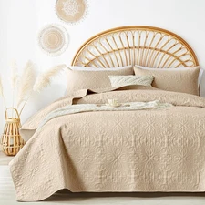 akkialla Beige Full Queen Quilt Bedding Set for All SeasonsLightweight Bedspr...