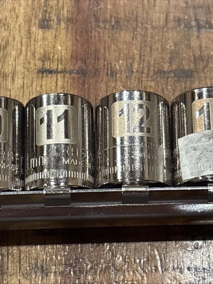 Craftsman 1/4” Laser Shallow Socket Set 4mm - 14mm 1/4” Drive 6pt 12pc USA NOS - Image 3 of 4