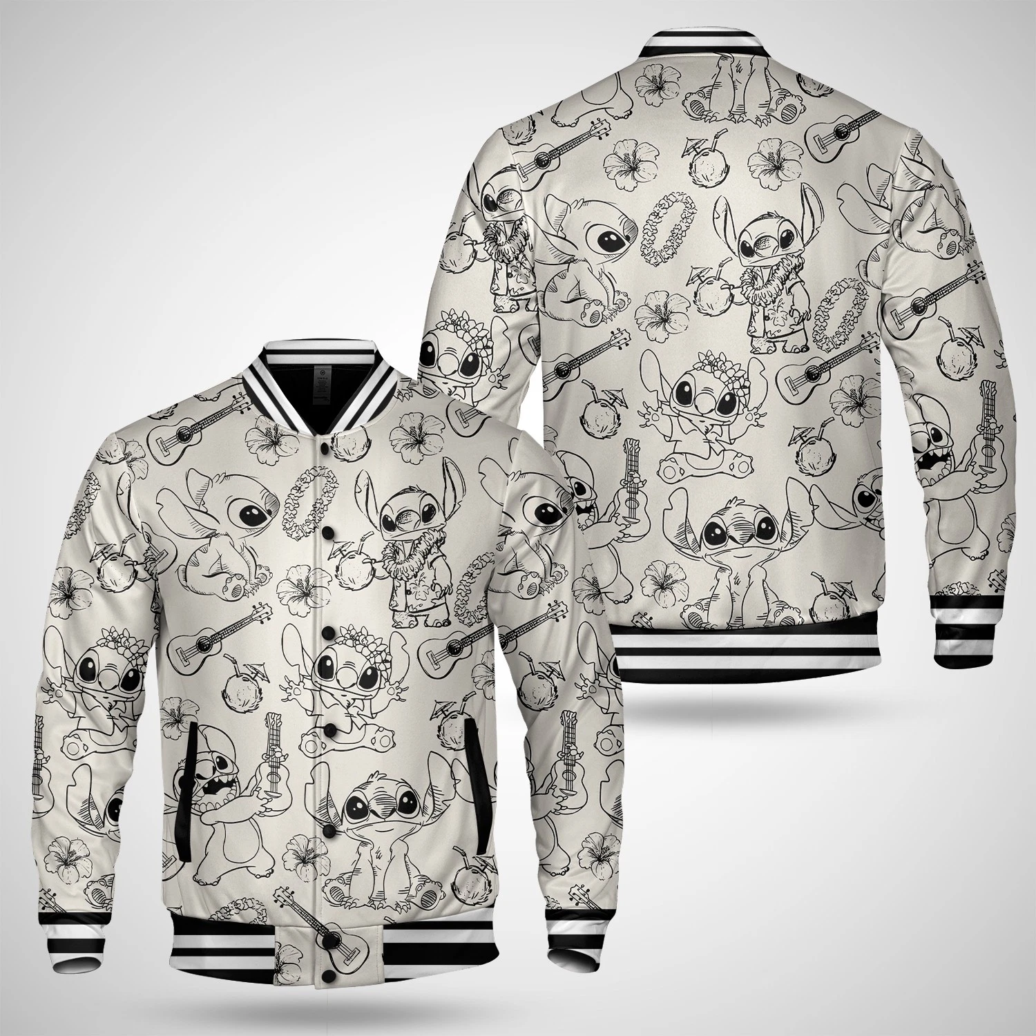 Stitch Ohana From Hawaiian Lilo And Stitch Summer Trip Retro Jacket