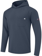 Mens FR Hooded Shirts 6OZ Lightweight Thumb Hole NFPA2112 CAT2 Flame Resistant