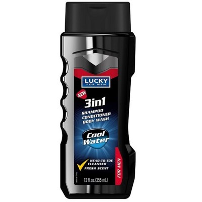6x Lucky Men's Body Wash Cool Water New Bulk Personal Care Lot 12oz