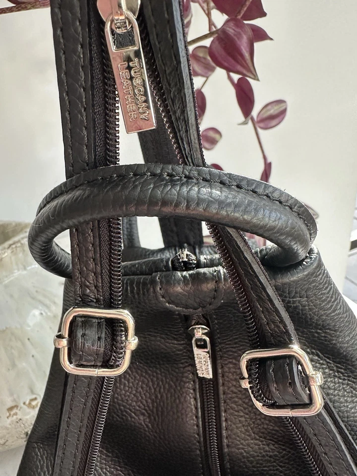BNWT Tuscany Leather Firenze Black Convertible Backpack Leather Bag - Image 3 of 4