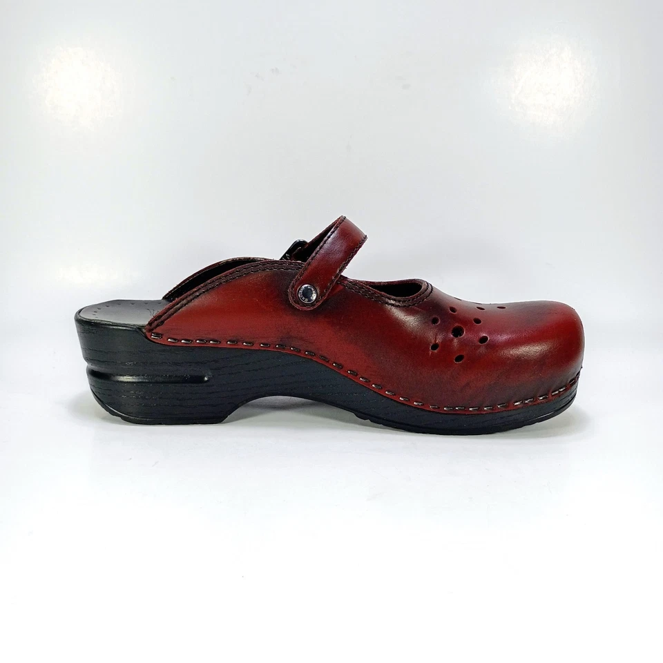 Zapatos sin cordones Dansko Merrie Mary Jane para mujer EE. UU. 10,5 UE 41 de cuero borgoña Foto 3 de 4