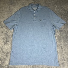 Vineyard Vines Edgartown Polo Men's Heather Blue Short Sleeve Pocket Logo EUC