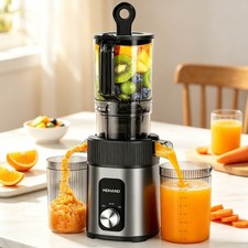 Cold Press Masticating Juicer Machine 4.35" Wide Chute Quiet Juicer Easy Clean