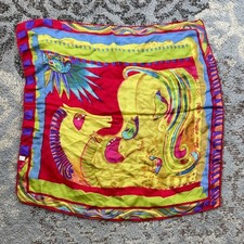 Vintage Silk Square Equestrian Horse Scarf