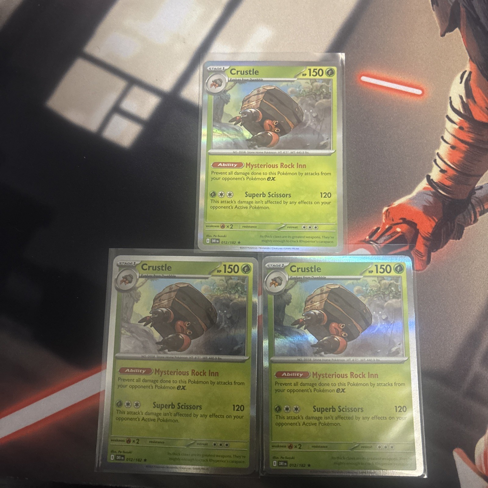 3x Crustle 012/182 Holo Rare Destined Rivals Pokemon Card NM English