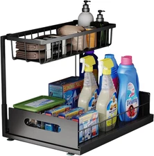 Under Sink Organizer, 2 Tier under Sink Organizers and Storage Multi-Purpose und