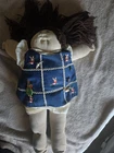 Cabbage Patch Kids Vintage 16in Cloth Girl Doll Brown Yarn Hair Blue Outfit