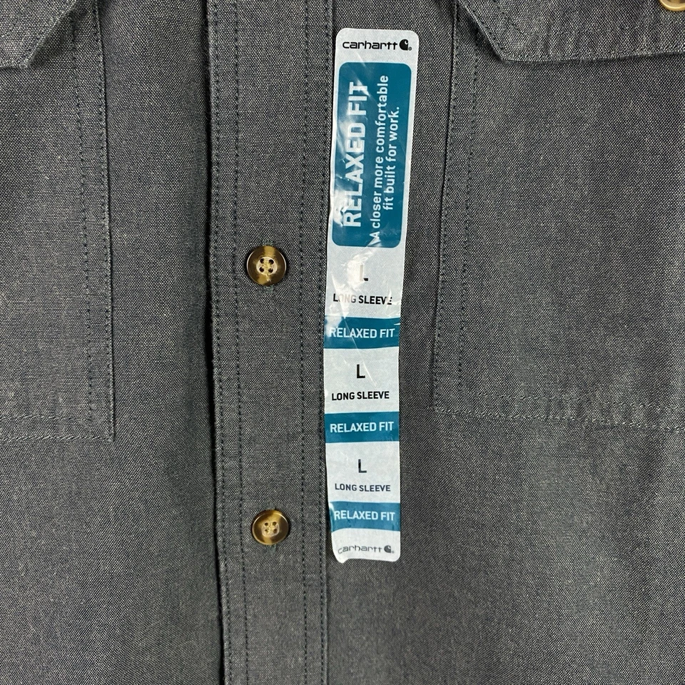 Vintage Carhartt Button Up Men’s Y2K Drill Long Sleeve Black USA Size L - Image 4 of 4