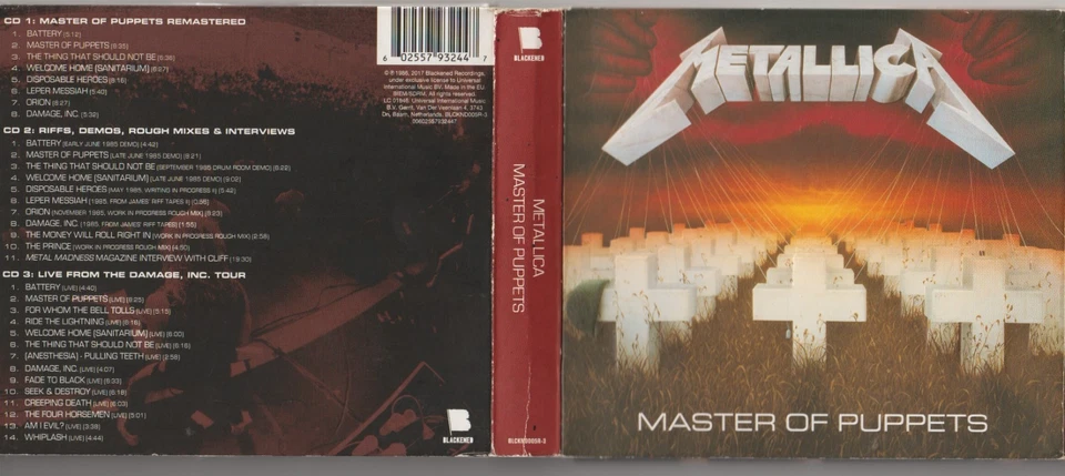 Metallica –Master Of Puppets Triple CD Expanded Edition Digipak - Image 1 of 1