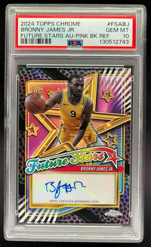 2024 TOPPS CHROME BRONNY JAMES JR. FUTURE STARS AUTO PINK REFRACTOR 45/55 PSA 10