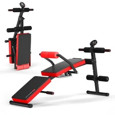 Multi-Functional Foldable Weight Bench Adjustable Sit-up Board w/ Monitor Red