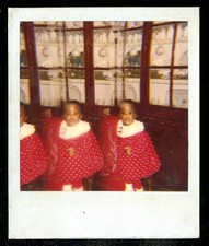 Vintage Polaroid Photo Cute African American Baby Girl in Red Triple Exposure 03