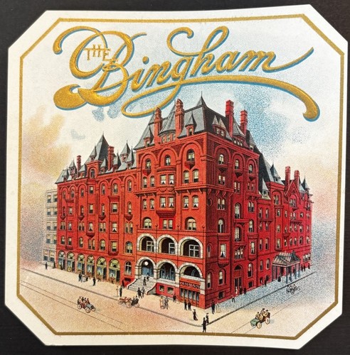 Antique The Bingham House Philadelphia PA Cigar Box Label Embossed c1900