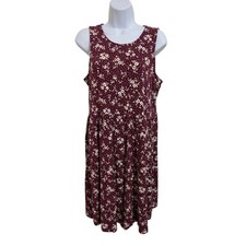 Old Navy Burgundy Floral Sleeveless Knee Length Dress Cottagecore Size Medium