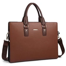 BOSTANTEN Leather Lawyers Briefcase Shoulder Laptop Business Slim Bags for Me...