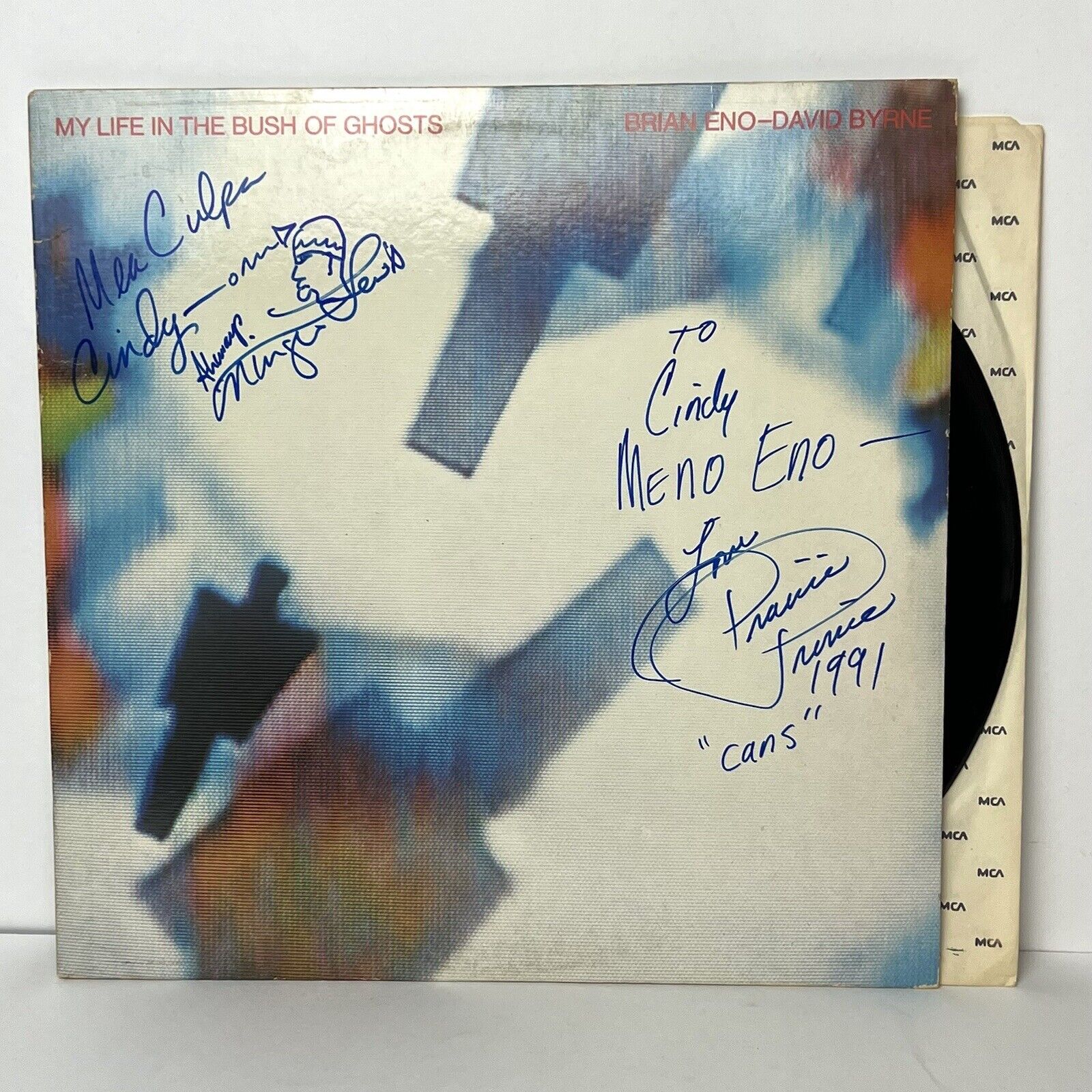 1981 Brian Eno David Byrne My Life in the Bush of Ghosts Vinyl Record Signed LP