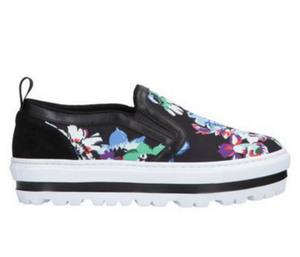 black leather platform slip ons