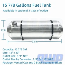 12 x33" 15 7/8 Gallon Universal Spun Fuel Tank 3/8 NPT Round Gas Tank End Fill
