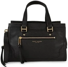 🌞MARC JACOBS CRUISER BLACK LEATHER CROSSBODY TOP ZIP MEDIUM SATCHEL BAG🌺NWT!