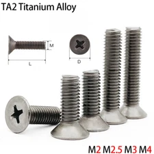 TA2 Titanium Alloy Flat head Phillips Countersunk Head Screw Bolts M2 M2.5 M3 M4