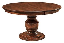 Amish Traditional Round Dining Table Solid Wood Pedestal 48", 54", 60", 72"