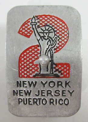 Vintage Boy Scout Neckerchief Slide Aluminum NY New Jersey Puerto Rico Area 2