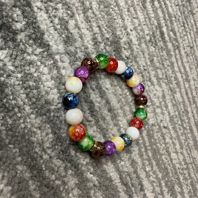 Quatrefoil Pointed Faceted Beaded Stretch Bracelet
