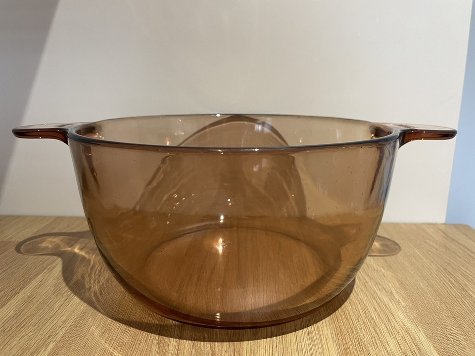 Corning France Amber Vision 2.5L Stock Pot Casserole Dish Handles No