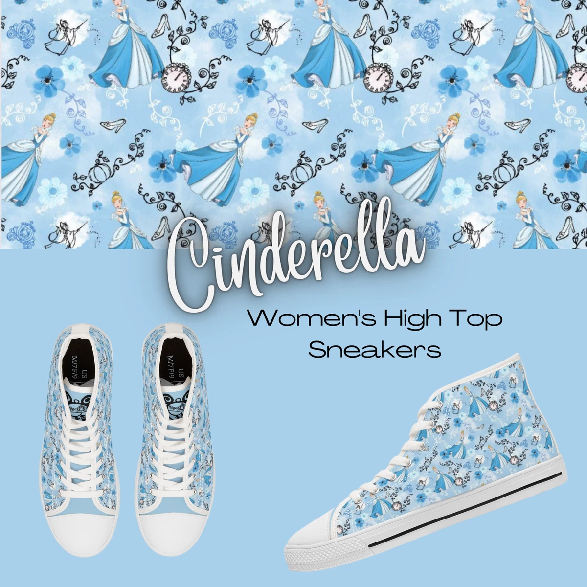 Disney Cinderella Women's High Top Sneakers, Fairy Godmother, Cinderella  Shoes