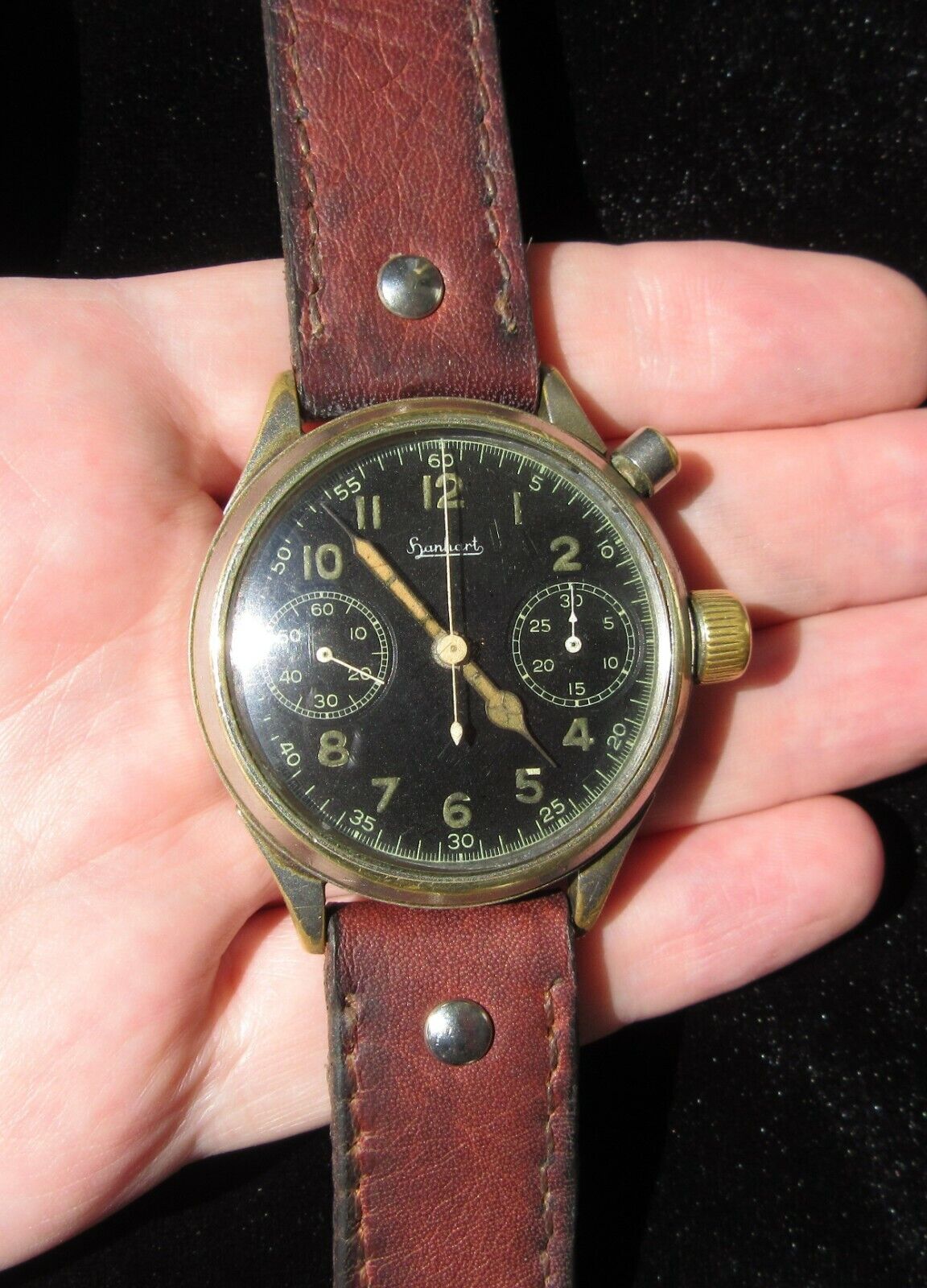 Rare WW2 Luftwaffe German Chronograph Pilot Watch by HANHART Circa 1939/1940