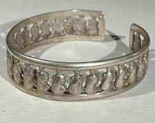 26 Cleopatra Sphinx Silver Egyptian Reviival Cuff Adjustable bracelet HALLMARKED