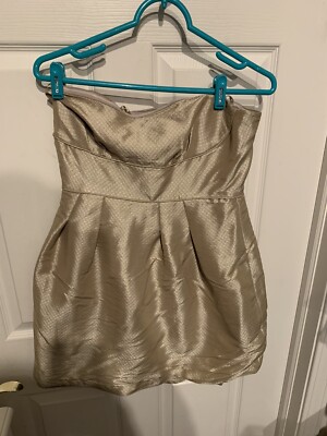 BCBG Maxazria Dress Gold Strapless Cocktail Dress Women's Size 6