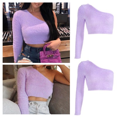 long sleeve one shoulder top