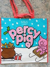 M&S - CHRISTMAS - PERCY PIG - 'PERCY ON A SLEIGH' EXTRA LARGE REUSABLE BAG - NEW