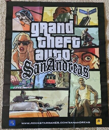 Grand Theft Auto San Andreas Poster and Map Official Rockstar