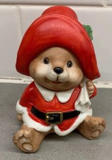 Vintage Russ Berrie co Santa Teddy bear figurine singing choir Christmas holiday
