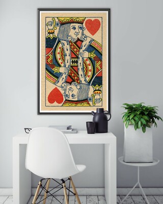1870 King of Hearts Playing Card POSTER! (up to 24'' x 36'') - Gambling - Man Cave