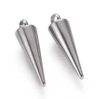 100Pcs 304 Stainless Steel Spike Cone Pendants Charms For Jewelry Making 18x5mm