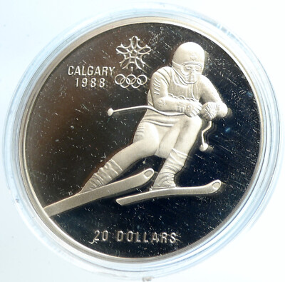 1985 CANADA Old 1988 CALGARY OLYMPICS Skiing OLD Proof Silver $20
