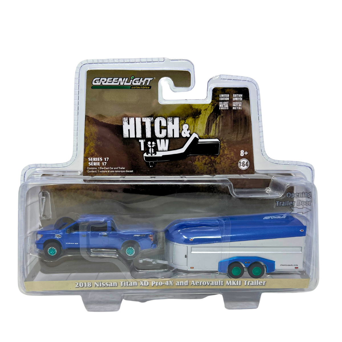 Greenlight Hitch & Tow 2018 Nissan Titan XD & Trailer Green