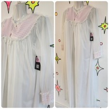 Vintage 50s 60s  Chiffon Sheer Babydoll Pegnoir Nighty and Robe Set  Size M