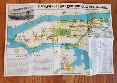 Fifth Avenue Coach Lines バスルートマップガイド VINTAGE FIFTH AVENUE COACH CO. BUS ROUTES MAP GUIDE NEW YORK