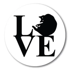 Magnet Me Up LOVE Magnet Decal, 5 Inch Round, Black and White, Automotive Magnet