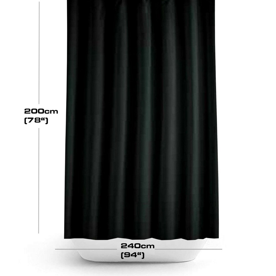 Bathroom Fabric Shower Curtain Extra Wide Long Width 240cm Drop 200cm