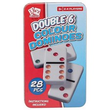 Kids Dominoes Game Set 28 Tile Colored Dots Double Six Educational Game Set